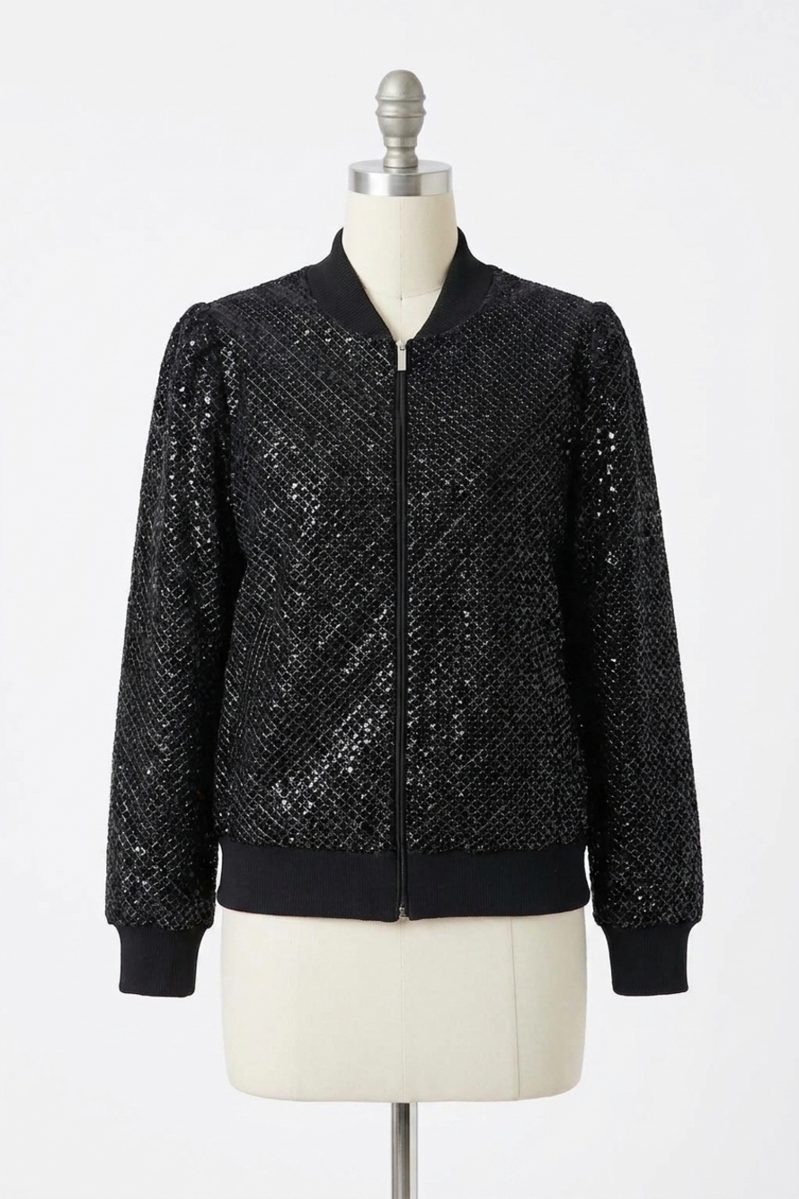 NEW ENDLESS ROSE velvet sequin bomber jacket in black